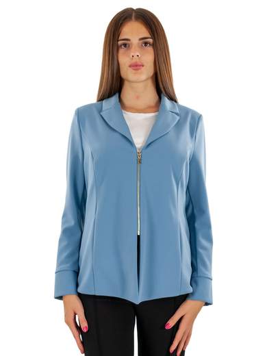 KITANA Blazer Donna Curvy Con Zip Giacca Elegante In Crepe Sfoderata