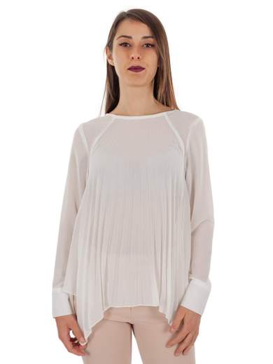 RINASCIMENTO Blusa Elegante Donna Manica Lunga In Georgette Plissettata