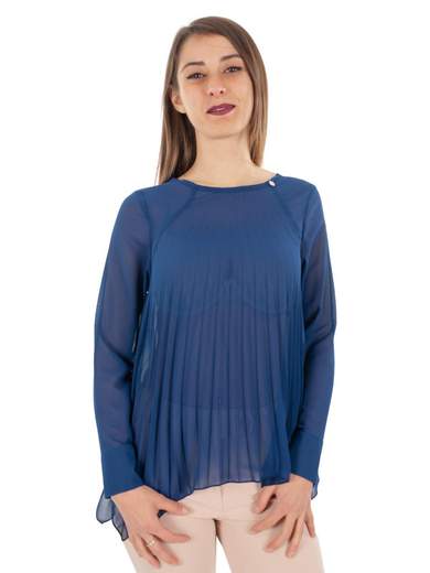 RINASCIMENTO Blusa Elegante Donna Manica Lunga In Georgette Plissettata