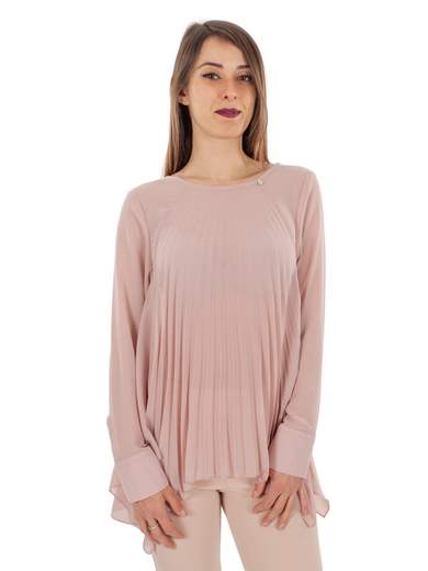 RINASCIMENTO Blusa Elegante Donna Manica Lunga In Georgette Plissettata