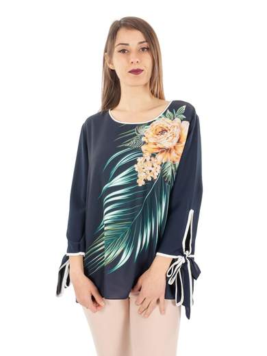 STRABELLO CERIMONIA Blusa Elegante Per Cerimonia Manica Tre Quarti Stampa Floreale