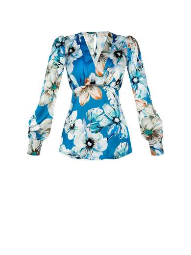 RINASCIMENTO Blusa Elegante Per Cerimonia Donna Manica Lunga Floreale In Raso