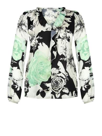 KITANA Blusa Elegante Taglie Comode Con Volant Donna Manica Lunga