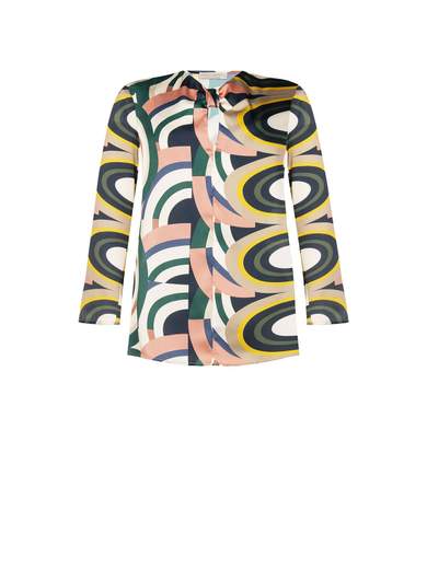 RINASCIMENTO Blusa Manica Lunga Elegante Donna In Satin Con Decoro Fiocco