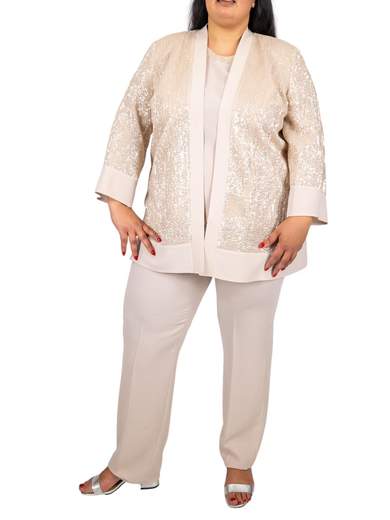 ROMEO GIGLI Completo elegante curvy donna 3 pezzi in crepe e paillettes M-843