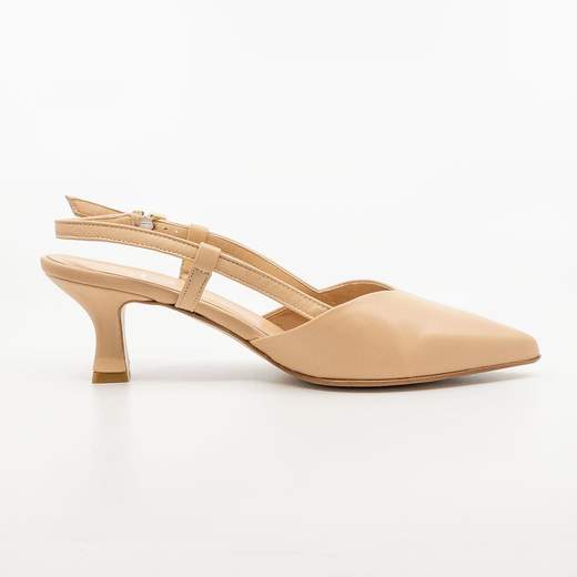 Decollete beige cerimonia tacco medio largo con cinturino