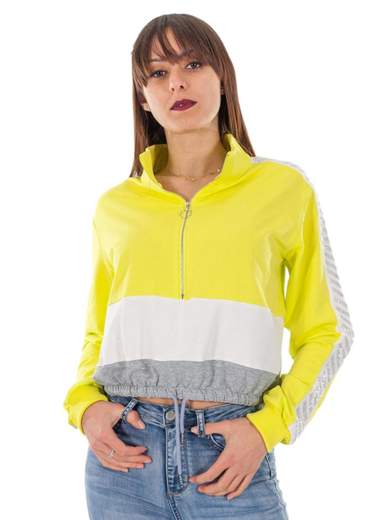 Felpa Corta Donna Con Zip Mdl1006