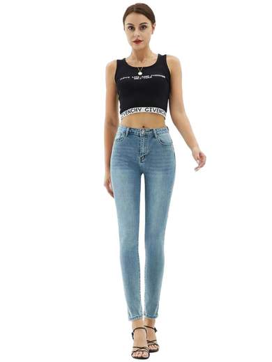SIXTE Jeans Skinny Donna Push Up Estivi Attillati Chiari Elasticizzati