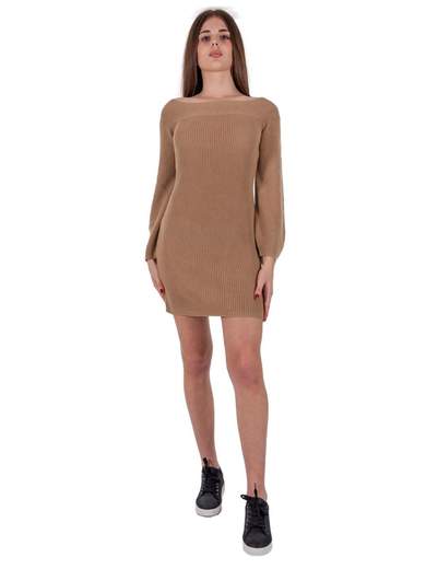 RINASCIMENTO Maxi Maglia Vestito In Cotone A Coste Con Maniche A Palloncino