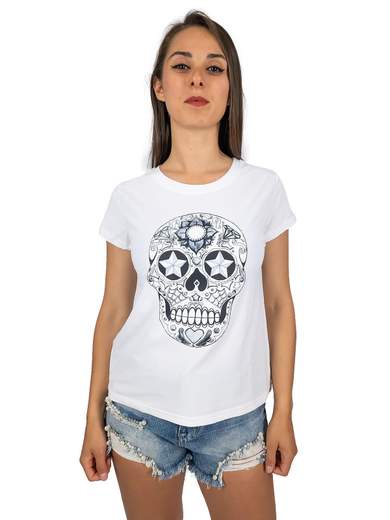 NEW COLLECTION T-shirt Donna Con Scritte O Stampe A Maniche Corte In Cotone