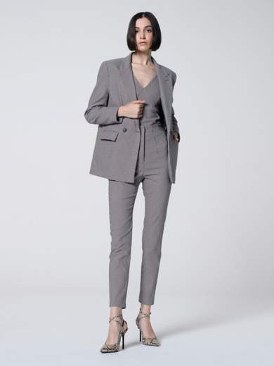 SO ALLURE Tailleur Pantalone Donna Con Giacca Doppio Petto In Pied De Poule