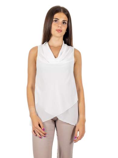 RINASCIMENTO Top Donna Elegante Sottogiacca Smanicato Scollo Drappeggiato