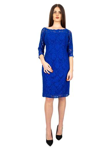 Sologioie Curvy Tubino Cerimonia Donna Elegante In Pizzo Corto Glitterato