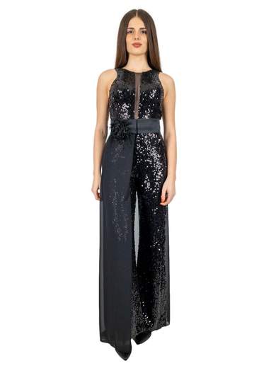 SOLOGIOIE Tuta Elegante Donna In Paillettes Jumpsuit Da Sera