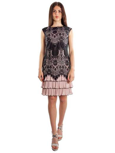 FRANK LYMAN Vestito Corto Elegante Da Cerimonia O Sera In Pizzo Con Balze