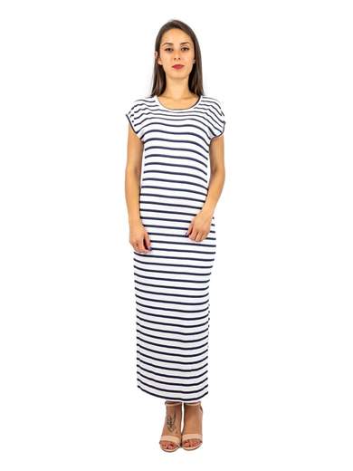 STRABELLO Vestito Lungo A Righe Donna Estivo Con Spacco Laterale Da Giorno