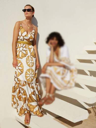 TWINS Vestito Lungo Cerimonia Elegante Estivo Donna Stile Impero