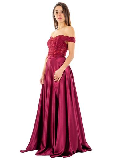 STRABELLO CERIMONIA Vestito Da Cerimonia Elegante Con Top Scollo Omerale E Gonna In Raso