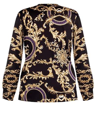 KITANA Blusa Elegante Taglie Comode Donna A Fantasia Manica Lunga Curvy