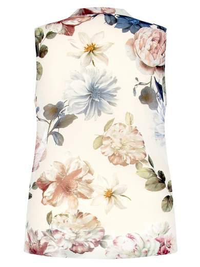 KITANA Blusa Elegante Donna a Fiori Taglie Comode Curvy Senza Maniche