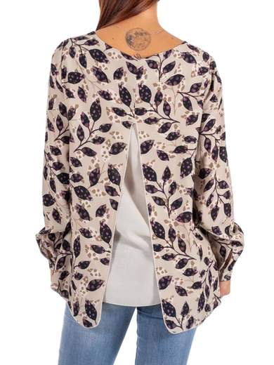 CARMEN Blusa elegante a fiori manica lunga 19-642-C