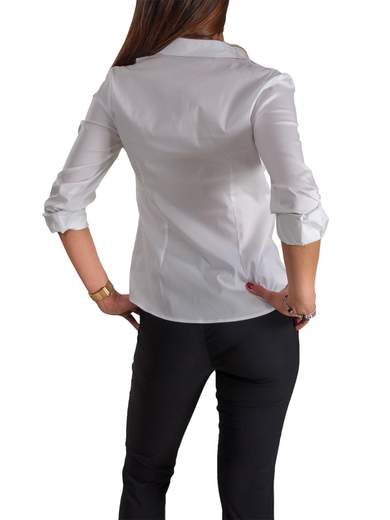 CARMEN Camicia con ruches elegante maniche lunghe DIAMANTE
