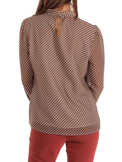 CARMEN Blusa Elegante Donna Fantasia Manica Lunga Chiffon