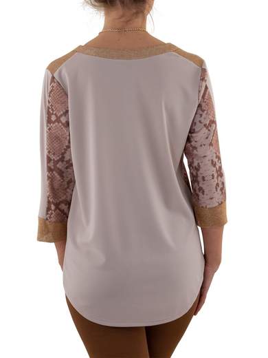 STRABELLO Blusa elegante donna a fantasia scollo a barca lurex estiva
