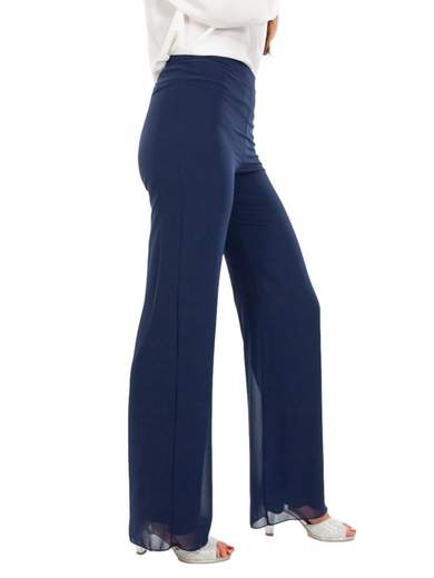 STRABELLO CERIMONIA Pantalone Elegante Vita Alta Largo Donna Classici In Chiffon