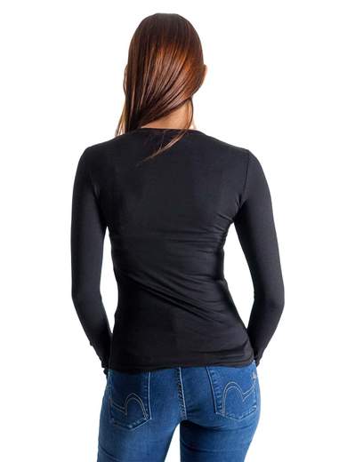 T Shirt Manica Lunga Donna Basic In Viscosa A Girocollo