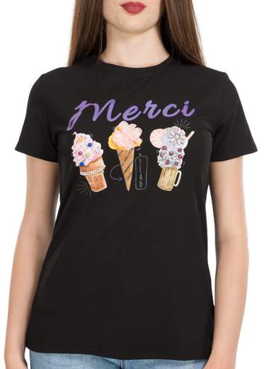T Shirt Con Stampa Donna Cotone Maniche Corte Gelati J2221