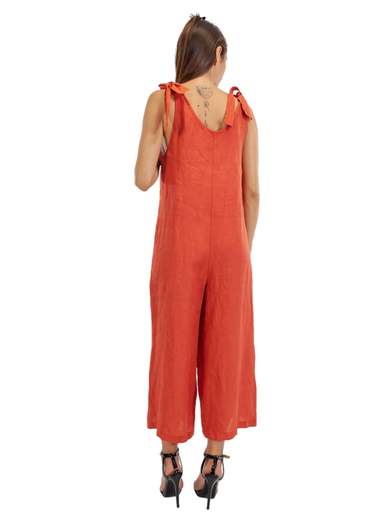 CARMEN Tuta Cavallo Basso Donna Intera Casual Jumpsuit In Lino