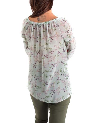 CARMEN Blusa donna a fantasia fiori scollo a barca in georgette