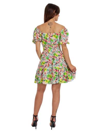 STRABELLO Vestito Con Manica A Sbuffo Donna Scollo Barchetta A Fiori