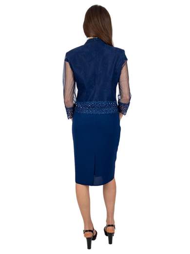 BIANCA BRANDI Abito Cerimonia A Tubino In Pizzo Mamma Sposo O Sposa Con Giacca