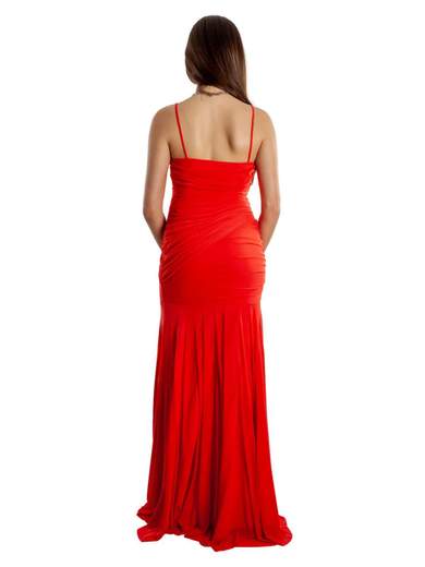 ALLURE Abito Cerimonia Lungo Con Spacco Donna Elegante Spalline Fini