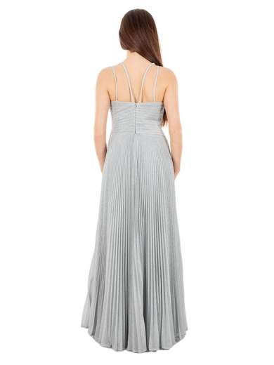 SOLOGIOIE Vestito Lungo Cerimonia Elegante Glitterato E Plissettato