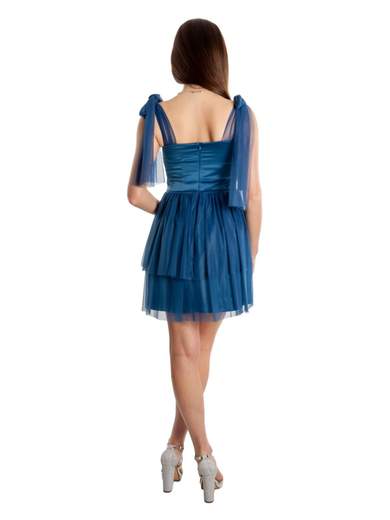 Abito corto elegante da cerimonia in tulle e raso Made in Italy