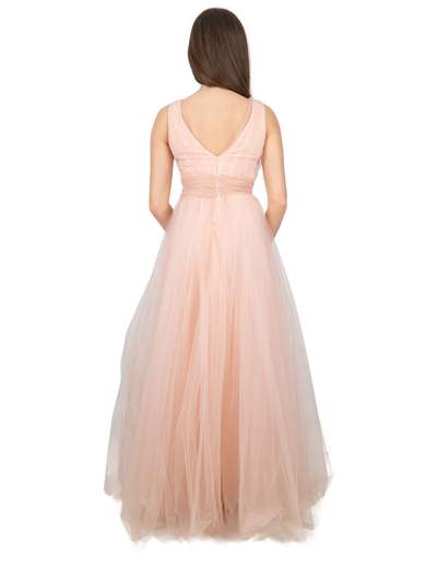 SOLOGIOIE Abito lungo da cerimonia elegante stile impero in tulle con dettaglio gioiello 5R8810S2484