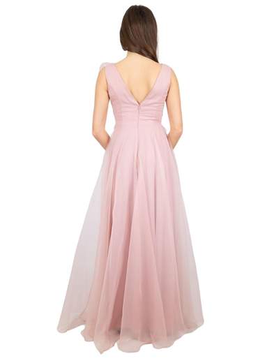 BIANCA BRANDI Abito lungo da cerimonia in organza con volant e spacco 28611