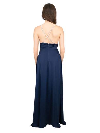 STRABELLO CERIMONIA Abito Lungo Cerimonia Strass e Spacco Vestito Elegante Donna