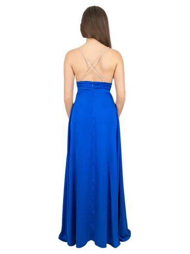 STRABELLO CERIMONIA Abito Lungo Cerimonia Strass e Spacco Vestito Elegante Donna