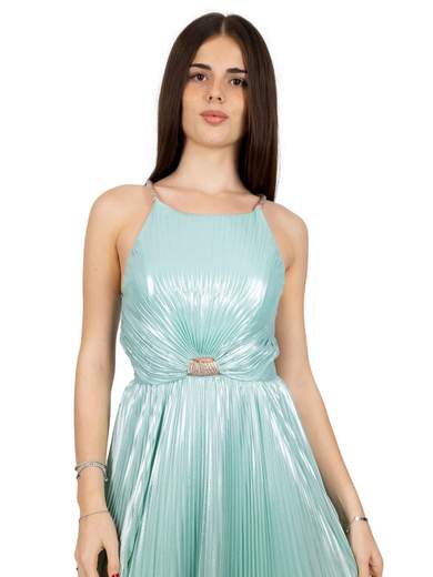 MAESTRI Abito Lungo Stile Impero Donna Plissettato Scollo Americana