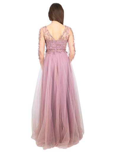 JEAN CRYÒ Abito Lungo Cerimonia In Tulle Da Principessa Maniche Lunghe