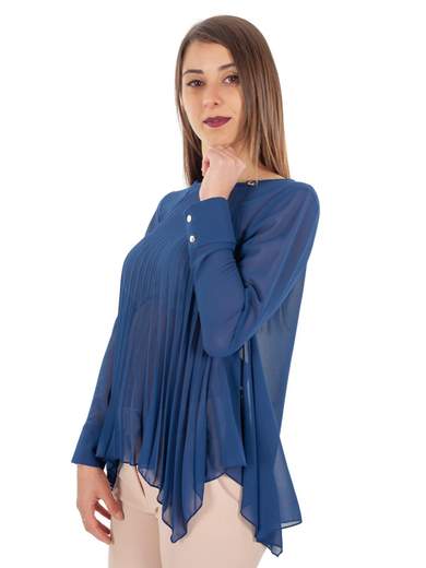 RINASCIMENTO Blusa Elegante Donna Manica Lunga In Georgette Plissettata