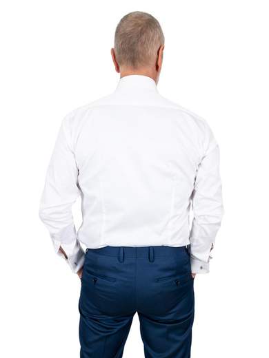 Camicia bianca uomo con polso gemello e collo italiano