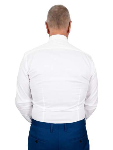 AP?OMB Camicia Bianca Uomo Elegante Puro Cotone Collo Mezzo Francese