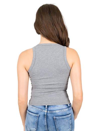 WATER JEANS Canotta Scollo Americana Donna A Costine Corta In Viscosa Aderente