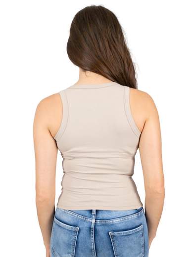 WATER JEANS Canotta Scollo Americana Donna A Costine Corta In Viscosa Aderente