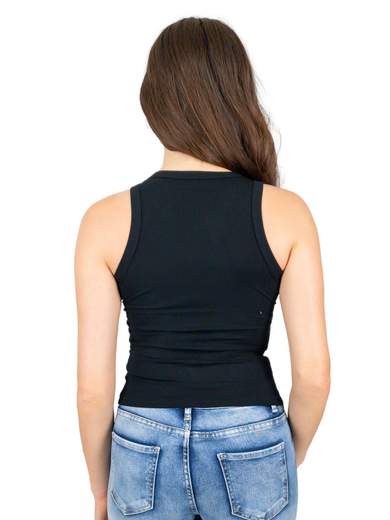 WATER JEANS Canotta Scollo Americana Donna A Costine Corta In Viscosa Aderente